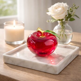 ガラスオブジェ｜Smallリンゴ 置物・インテリア レッド｜可愛い果実モチーフ【efo2-2】