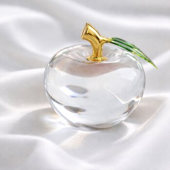 ガラスオブジェ｜Smallリンゴ 置物・インテリア クリスタル｜透明感のある果実モチーフ【efo2-2】