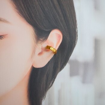 ビーズとスパンコールのイヤーカフ・細（ゴールド）【受注】