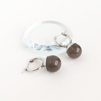 SUS316ピアス[Gray onyx ball/Silver] グレーオニキス 天然石 サージカルステンレス 縞瑪瑙