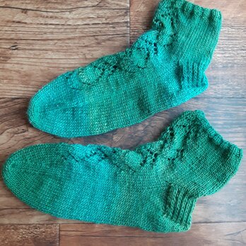 ROWAN毛糸透かし編みソックス