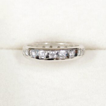 キュービックジルコニアとSV925のエタニティリング（リングサイズ：9号、ロジウムメッキ）