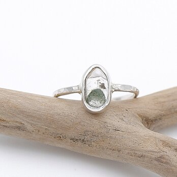 グリーンファントムクォーツのリング 2　槌目　11.5号 ～風景を閉じ込めて～　　天然石アクセサリー　一点物