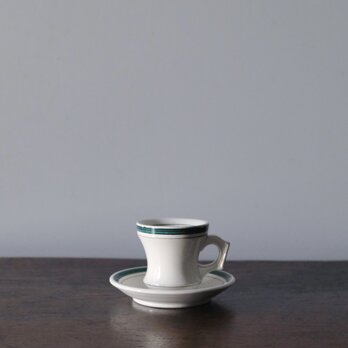 ブリュロ カップ アンド ソーサー コーヒー  緑 フランス アンティーク 0501672