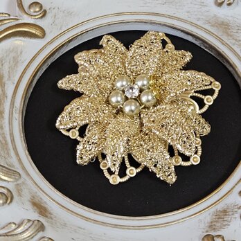 ゴールドシャインフラワーブローチ