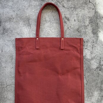 パラフィン帆布のぺたんこトート/レンガ