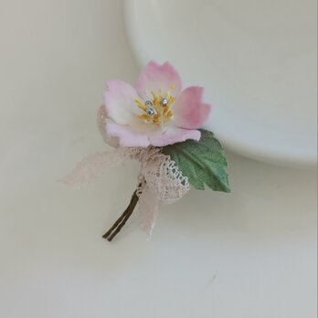 染め布花＊一・輪さくらのコサージュ