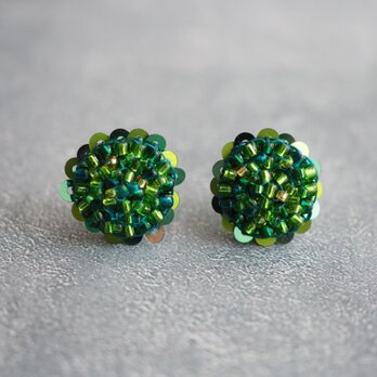 round粒々プチフリル（グリーン）ピアス/イヤリング【受注】
