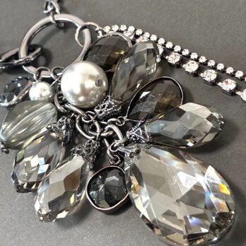 大人可愛いキラキラ光雫バッグチャーム　透明ブラック