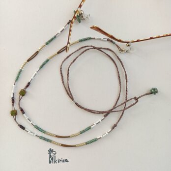 ☆蔵出しビーズのマガモカラーの3wayネックレス（#1235）