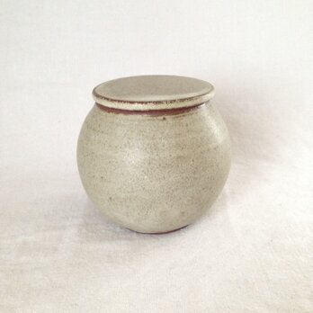 丸蓋物(白マット)赤荒土