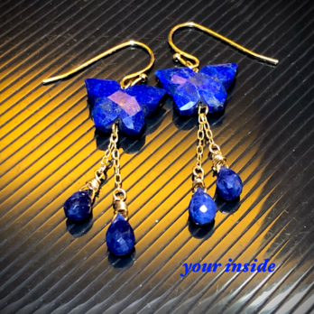 ラピスラズリ 天然石 アゲハ バタフライ 蝶々ピアス