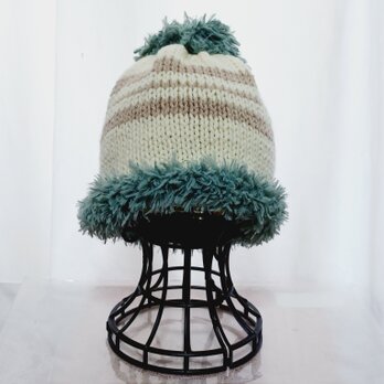 SALE! ホワイト　ニット帽 手編み ハンドメイド