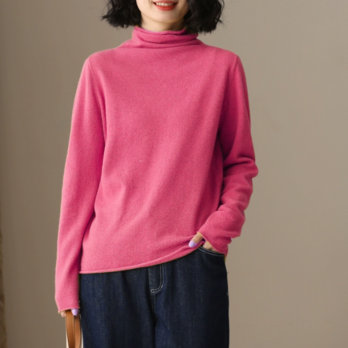 綿100%｜コットン ハイネック セーター 女 秋冬 けいとうぬい タートルネック ボリュームネック 肌触り最高