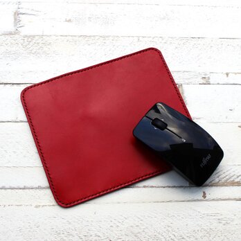 【名入れ無料】本革マウスパッド　レッド