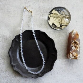 天然石のネックレス ■ N-LINE 14KGF ■ ホワイトラブラドライト AAA 別名：レインボームーンストーン