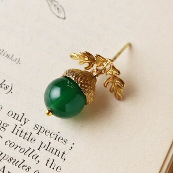 どんぐりのピンバッジ [グリーンオニキス]