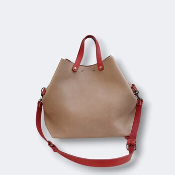 ≪オリジナルカラー≫2つのデザインを楽しめるA4対応2wayレザートートバッグ(M) グレージュ【OR3019M】