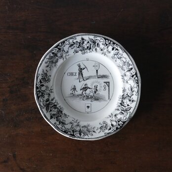 Creil&Montereau グリザイユ 平皿 φ19.5cm クレイユモントロー フランス アンティーク b 0502006