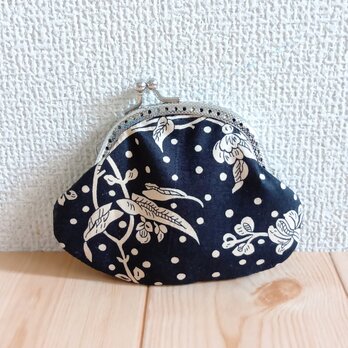 リバティ　がま口ポーチ　8.5cm口金　コインケース　アクセサリーケース　マロリー　ブラック　416