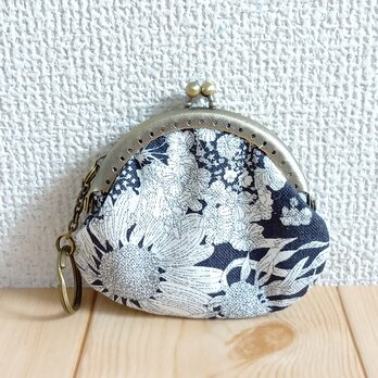 リバティ　がま口ミニポーチ　コインケース　8cm口金　アクセサリーケース　スイムダンクレア　ネイビー　　601