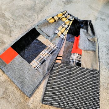 ウールパッチワークガウチョパンツ