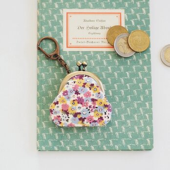 ■小花柄コーデュロイのミニがま口キーホルダー■ chloe(cf-pr)