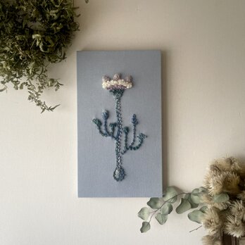 【一点もの】『手紡ぎ糸のお花. h'』手刺繍ファブリックパネル　