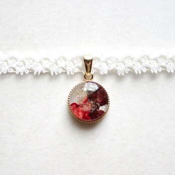 【受注製作】レジンアート　ラウンドモチーフとタティングレースとサテンリボンのチョーカー〈吸血鬼のくちづけ〉