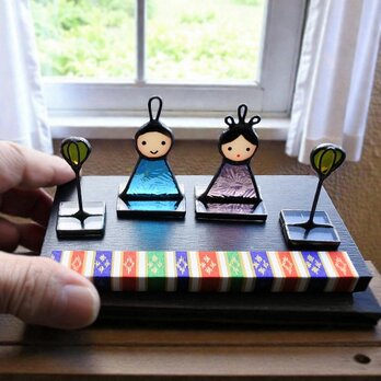 小さい小さい手のり雛 おひなさま 雛祭り 雛人形 ステンドグラス 置物