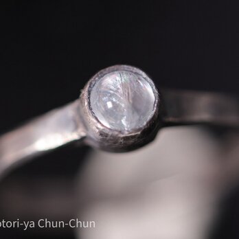 【これが欲しかった】特注カット　マラウイ産流星ムーンストーン・シルバーリング【虹ノ雷】