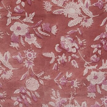 インド ブロックプリント生地 [50cm単位切売] サンガネリ モーブピンクフラワー 花 SA IF0431