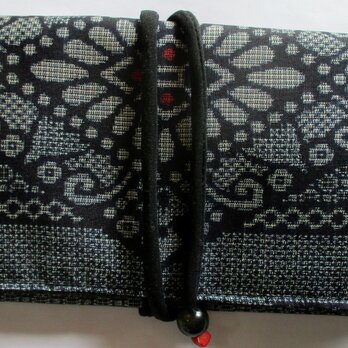 ９５９７　色大島紬の着物で作った和風財布・ポーチ