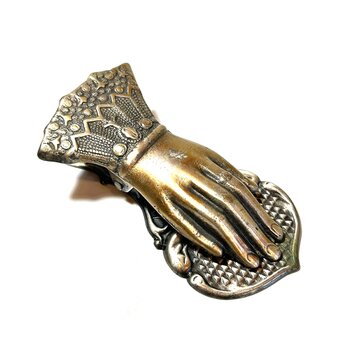 Vintage French Brass Hand Motif Clip