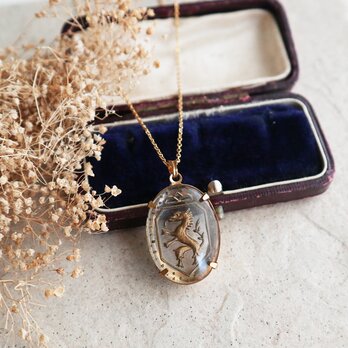 西ドイツヴィンテージ！ドラゴンの紋章ロングネックレス 1950年代　金アレ対応