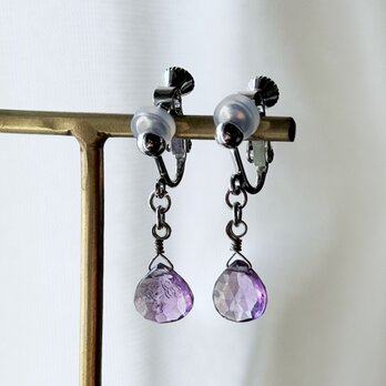 【2月の誕生石】静けさを纏う。個性を愉しむアメシスト一粒イヤリング/ピアス（金具変更可）