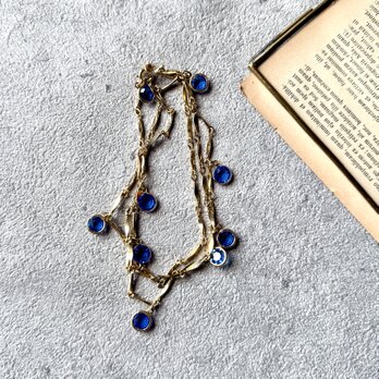 N312-ヴィンテージネックレス U.S.A. 3-Way Necklace Sapphire Blue Glass
