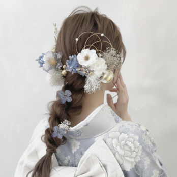 星空の煌めきを纏う、シャンパンブルーの髪飾り｜成人式 卒業式 袴 振袖 No.BS20 和装 結婚式 花嫁 前撮り