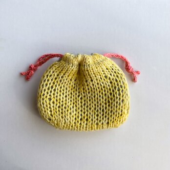 梨。/   手編みの巾着　no239