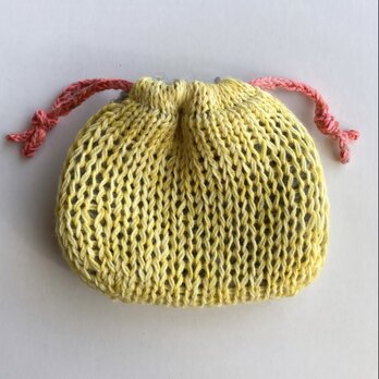 梨。/   手編みの巾着　/  毛糸　no239