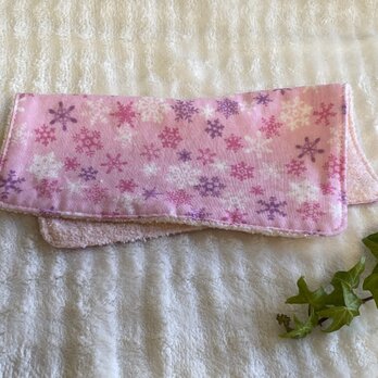 ガーゼタオルハンカチ 雪の結晶 ピンク