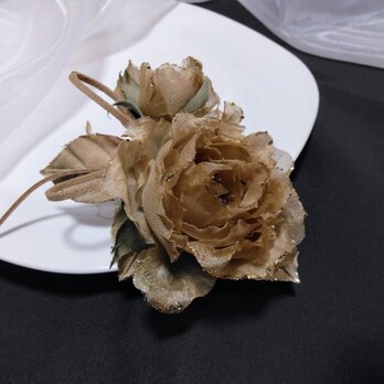 紅茶染め 染花 布花 バラのヘアアクセサリー 髪飾り ヘッドドレス BR ah125 アートフラワー