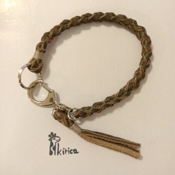 ☆本革グレーのタッセル付きストラップ　（1点限定）(#1237)