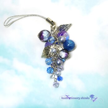 【蓄光】ホタル玉ストラップ＊月影ノ紫カルセドニー