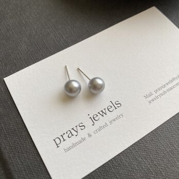 Sv フランスヴィンテージガラスパールスタッドピアス・一粒・シンプル バロックパール