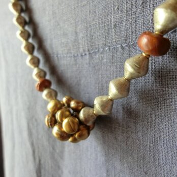 ＊happy price＊とらいばるなネックレス@エチオピアンシルバー＋真鍮ビーズ＋オールドボーキサイト＋タイのジャンクな鈴