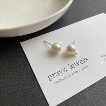 Sv 羽根パールアコヤバロックパールピアス　バロックドロップタドポール7～8ｍｍ