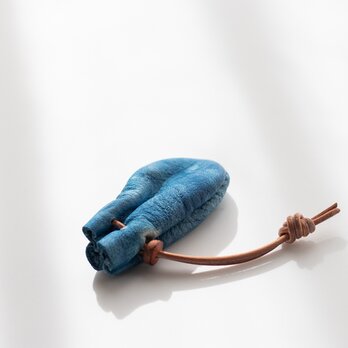 yoki  藍染牛革巾着  224404