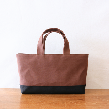 在庫アリ★T1栗×黒　倉敷産8号帆布使用横長トートM