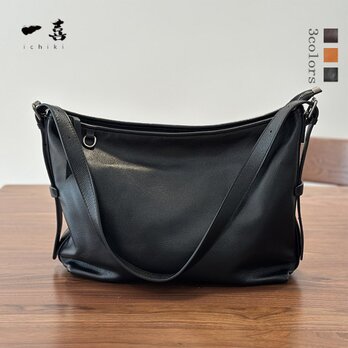 本革レザー  軽量 高品質 ショルダーバッグ 手作り  通勤 大容量　シンプル 牛革　斜め掛け 　ブラック　 S16